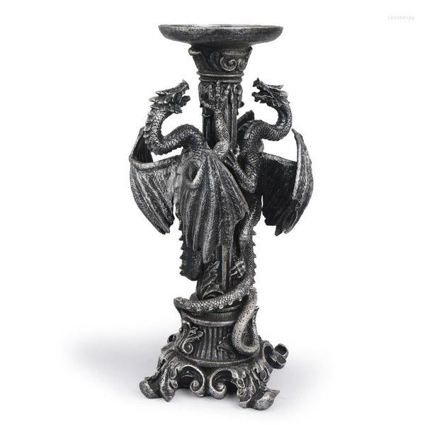 Titulares de vela Halloween Resin Vintage Dragon Candlestick esculturas de mesa Acessórios para decoração da sala de estar Decoração de casa Decoração de casa