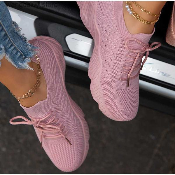 Kleiderschuhe Frauen Sneaker atmungsaktives lässige Frauen Socken Schuhe Schnürung Damen Flats Frauen Spring Vulkanisierte Lauf Zapatillas de Mujer T230818