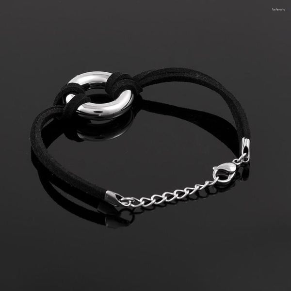 Bangle CMB5103 Black Ashes Holder redonda Jóias de cremação Bracelets urna com encantos pulseira de corrente polida para homens homens