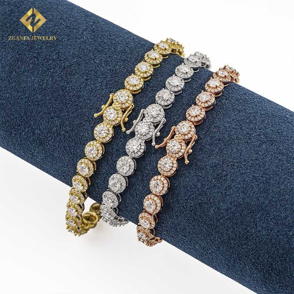 Neues Design Weißgold/Gelbgold/Roségold geplattet Hip Hop Schmuck D VVS1 Moissanit Diamond Tennisarmbänder für Geschenk