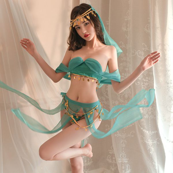 Сексуальный набор сексуальный нижний белье Женщины ханфу китайская древняя танцевальная сцена костюм сказочная принцесса косплей шифоно