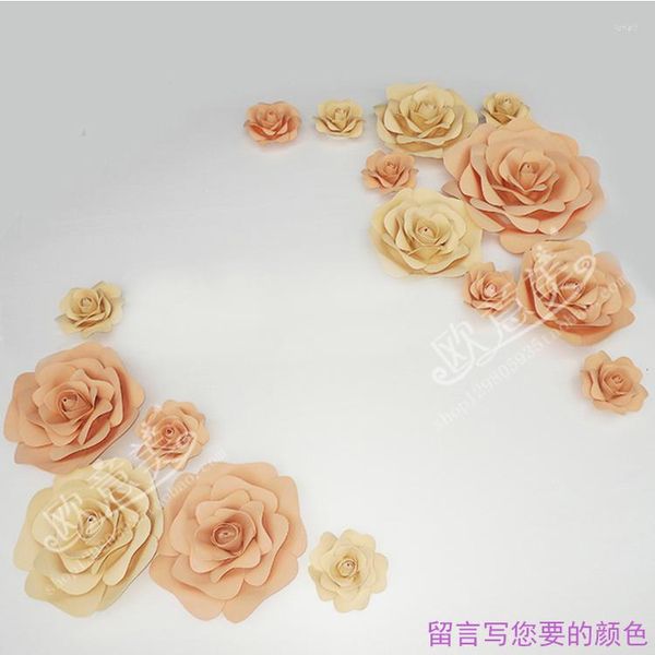 Fiori decorativi gigantesche carta schiuma rose rose 16pcs mix taglie gamba per la festa nuziale evento decorazioni da tavolo decoracazione de decoraggio de festa