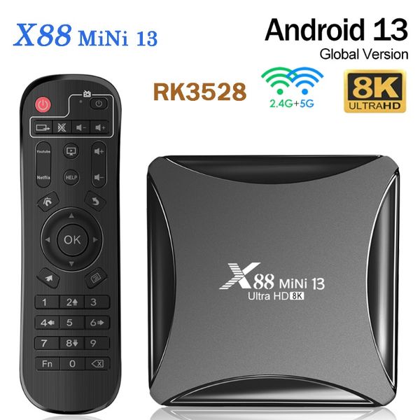 X88 Mini 13 Smart TV Box Android 13.0 RK3528 8K HD 2.4G5G Dual WiFi 2GB 16GB Set Top Box Player 4GB 32GB