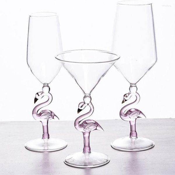 Copos de vinho 2pcs 200/330ml Flamingo coquetel copo martini cálice Nverted Cone Shaped Champagne Cup Wedding Birthday Party Drinkware