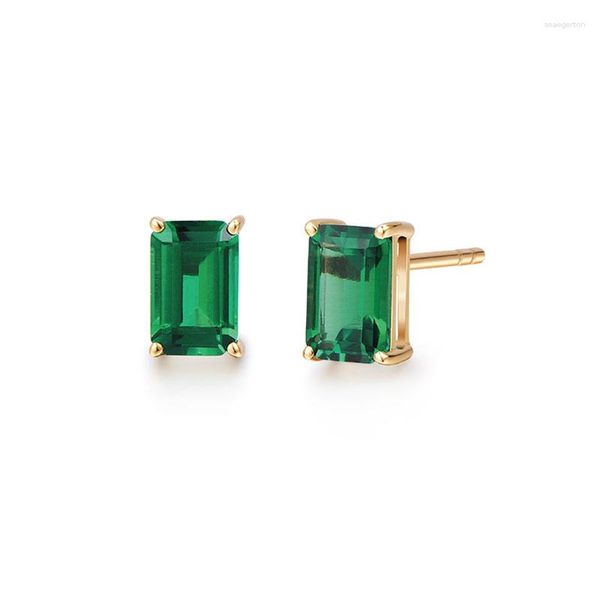 Brincos de garanhão cxsjeremy 1.0ctw 4 6mm Laboratório cultivado Emerald Solid 14K 585 Jóias finas para o ouro de ouro amarelo para mulheres presentes