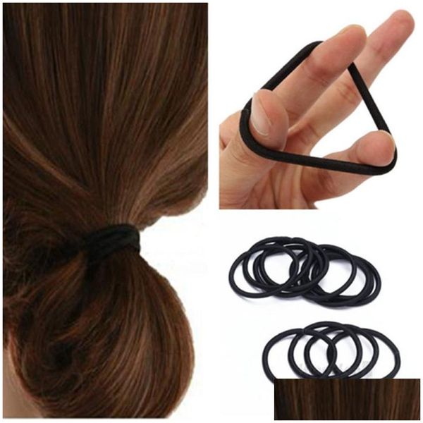 Hair Accessoires 50pcs Frauen elastische Bindungen Band Seile Ringe Pferdeschwanzhalter Schwarz Drop Lieferung Produkte DH4AB