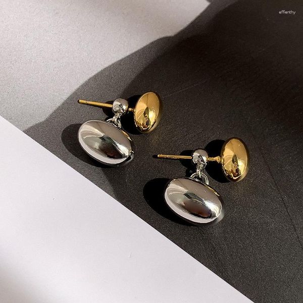Dangle Küpeler Kore Altın Gümüş Renk Oval Bead Piercings Damla Kadın Kız Parti Hediye Takı EH2083