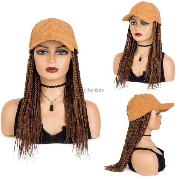 Parrucche sintetiche wigera intrecciata parrucca da baseball parrucca in vendita a treccia con cappello marrone profondo parrucca per capelli sintetici per donne hkd230818