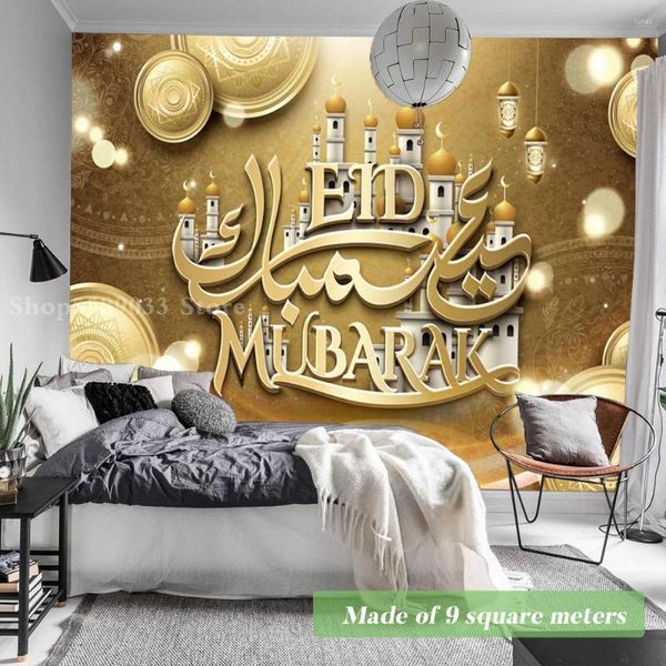 Hintergrundbilder Wunderschöne Moschee und Fanus Lantern Wandbild Tapete anpassbare Größe Wohnzimmer Schlafzimmer Wanddekoration Leinwand Malerei Eid Muslim