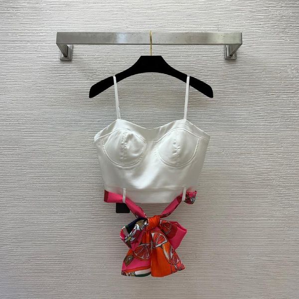 Kadın Tişörtleri 2023 Parlak İpek Dövme Alt Eşarp Şerit Dekoratif Kayış Sutu Sütü Yelek Üst Grafik Kadın Giyim Üstleri