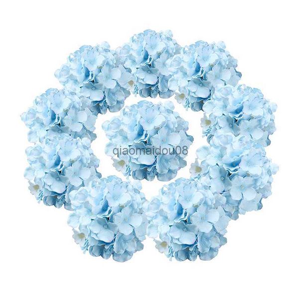 Flores decorativas grinaldas 5pcs Blue Hydrangea Flowers Artificial Flowers Peony Bouquet Ball Silk Ball Bouquet Fake Flower Wedding Table Home Decoration HKD230818