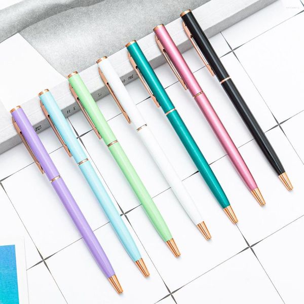 Peça Creative Candy Color Business Metal Office Acessórios giram Ballpond Pen School Stationaria Supplies