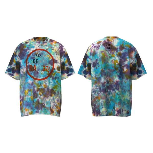 Designer 2023 Roupas Tshirt Gall Eryes Depts Tie Dye Rainbow Tee Folha Print T-Shirt Casual Vintage Hip Hop Sportswear para LWH1995