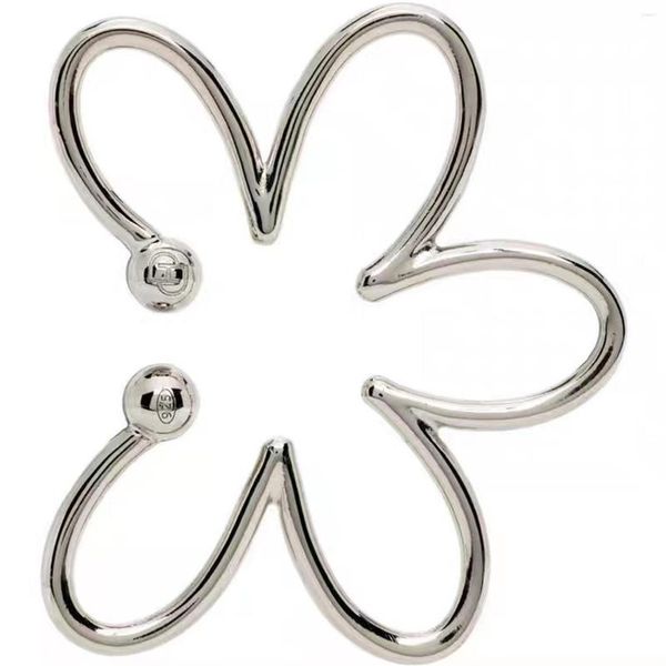 Rücken Ohrringe Fashion Metal Geometrisch hohl Blütenohrknochen Clip Clip Nicht-Pieftuch-Ohrring Silber Farbe Manschette für Frauen Mädchen ästhetischer Schmuck