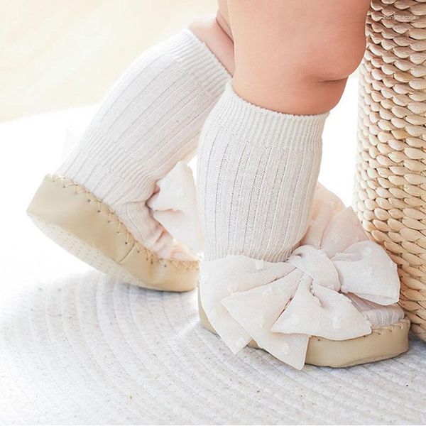 Frauen Socken Baby Mädchen Socken Schuhe süße Spitze Bow Prinzessin Schuhe - weicher Boden Nicht -Schlupfbodenschuppen Kleinkind Gehen