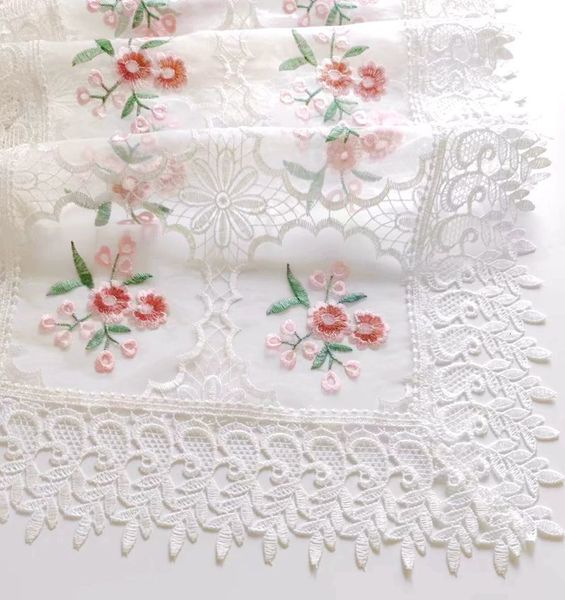 Table Runner Flower Border Table Runner Mesa de luxo Runner White Lace Decoration Acessório Party Wedding Decoration Table Art 230818