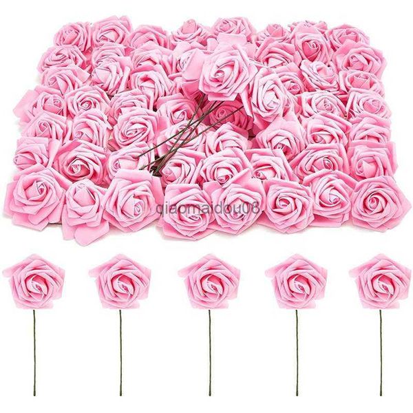 Fiori decorativi ghirlande PE schiuma rose Fiori artificiali testa 7 cm Finori finti per bouquet fai -da -te da sposa decorazione per la festa di nozze rifornimenti di scrapbook HKD230818