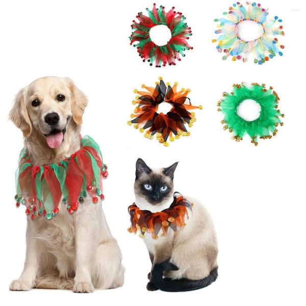 Colarinhos de cachorro 4pcs halloween colarinho conjunto de abóbora renda decorativa férias de gato de estimação para festa de natal