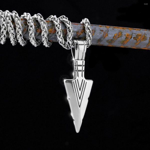 Colares pendentes Retro Viking Spear Arrowhead Kunai Primal for Men rock punk aço inoxidável jóias de pingentes de aço em colar