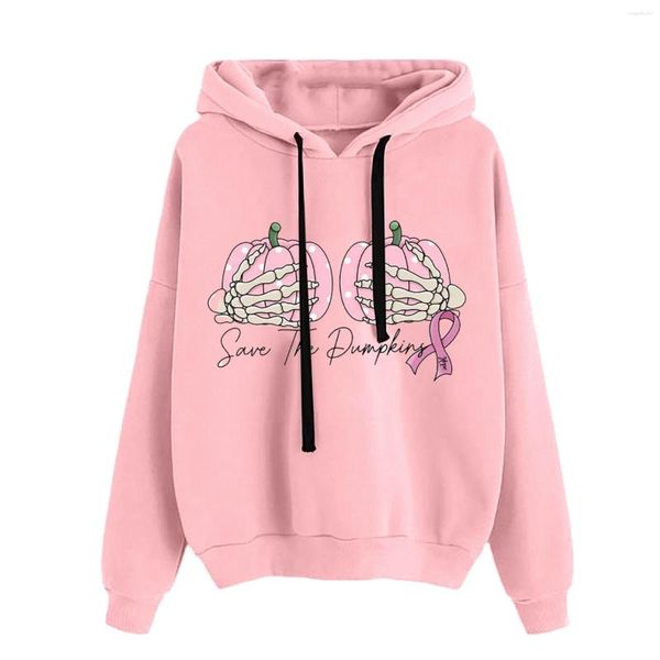 Kadın Hoodies Ladies Yuvarlak Boyun Uzun Kollu Kabak Baskı Hoodie Moda Gevşek Zip yukarı Ceket Sweatshirt