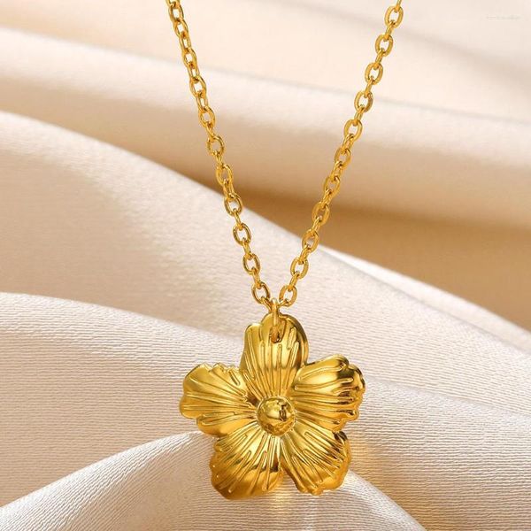 Anhänger Halskette Gold Farbe Blumenkragen Para Mujer Halskette für Frauen Edelstahl Schmuck Lady schöne Kette einzigartiger Charme