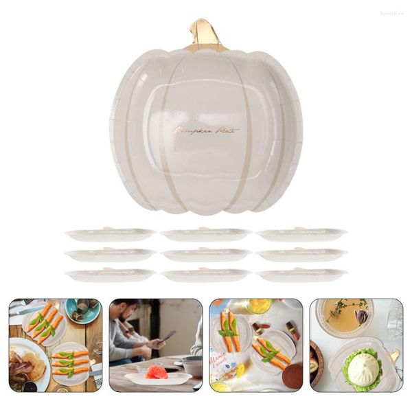 Conjuntos de utensílios de jantar 10 PCs Halloween Pumpkin Paper Dinner Delicate Fruit Multifunction Party