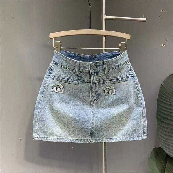 2024 novo modelo saias jeans saia designer mulheres saias com cinto de cintura alta divisão mini saia para mulher verão coreano denim jeans senhoras azul streetwear hara