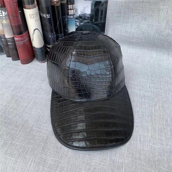 Top kapakları otantik gerçek gerçek timsah cilt erkekler eğlence beyzbol şapkası gerçek timsah deri erkek ayarlanabilir hip-hop snapback şapka