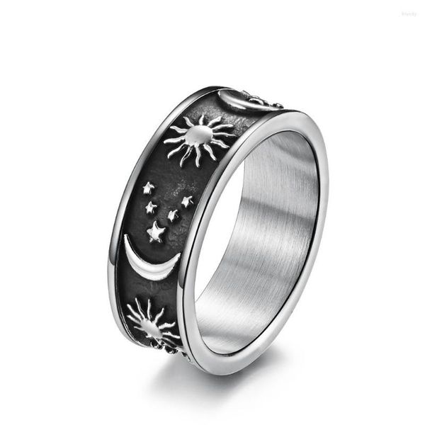 Anelli di nozze Bohemian Star Moon Sun Anello in acciaio inossidabile per gli uomini Propongono il matrimonio Donne Accessori per gioielli in moda di Finger Regali