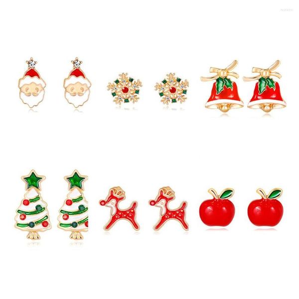 Brincos de colar Set Lurereme Christmas Tree Papai Noel Snowman Snowman Bell Ornaments