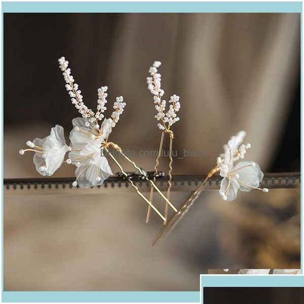 Hair Jewelry JewelryBridal Flower Floral Head Poupetled Clipes Pearl Pins Mulheres meninas Damas de honra