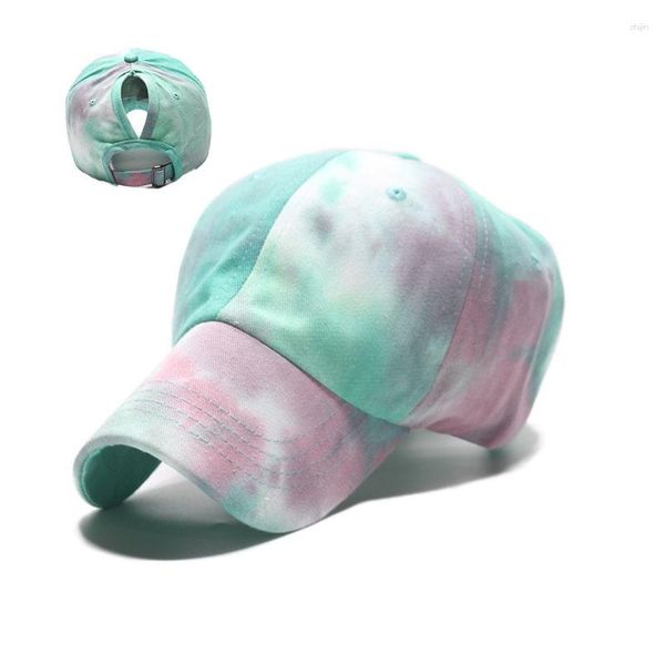 Caps de bola Tie-tie de comércio estrangeiro Tie-dye Summer Sun Profact Baseball Cap feminino colorido Amazon Eaby com cabelos extensi