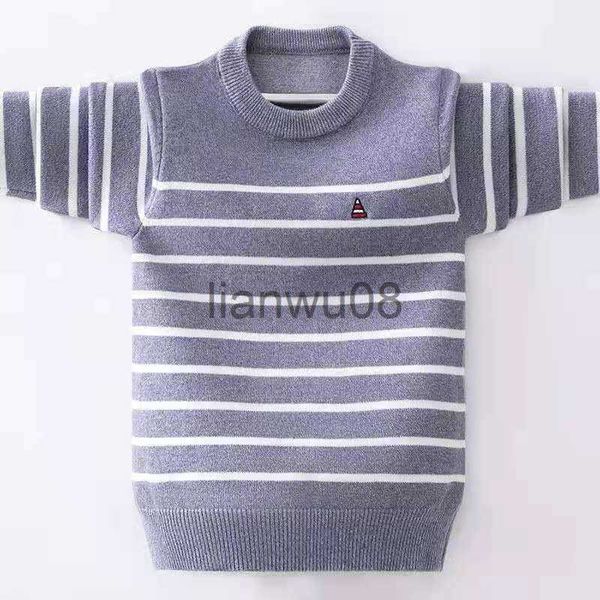 Pullover Kids Sweater Sweater Outono Inverno Design listrado Crianças e Velvet Knit Lower Lowear para adolescentes 110170 Desgas