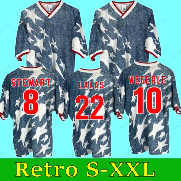 Camisa clássica fora de casa dos EUA 1994, camisas de futebol retrô Wegerle Lalas Ramos Balboa Stewart 94, camisas clássicas de futebol, uniformes adultos
