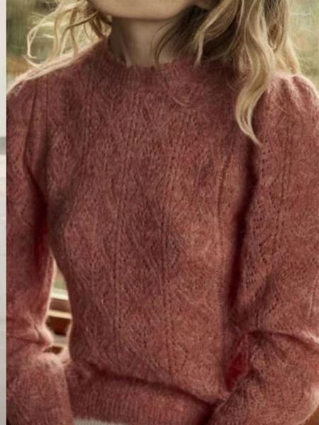 Kadın Sweaters yünü, uzun kollu ince bükülmüş tığ işi kükürtün üstleri 2023 Erken Otomobil