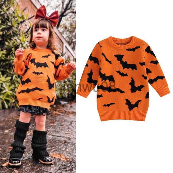 Pullover FOCUSNORM 37Y Halloween Kinder Mädchen Herbst Winter Pullover Kleid Langarm Muster Strickpullover Lange Outwear x0818