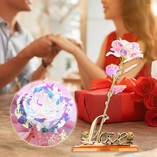 Dekorative Blumen Simulation Rose Immortal Valentines Bouquet Gold Folie Jubiläum Festival LED Blume für Heimgeburtstag Geschenk Künstlich