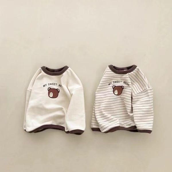 Magliette in giappone corea baby a strisce maglietta a maniche lunghe maglietta primavera autunno abbigliamento per bambini calibri per pullover casual sciolto 230818 230818