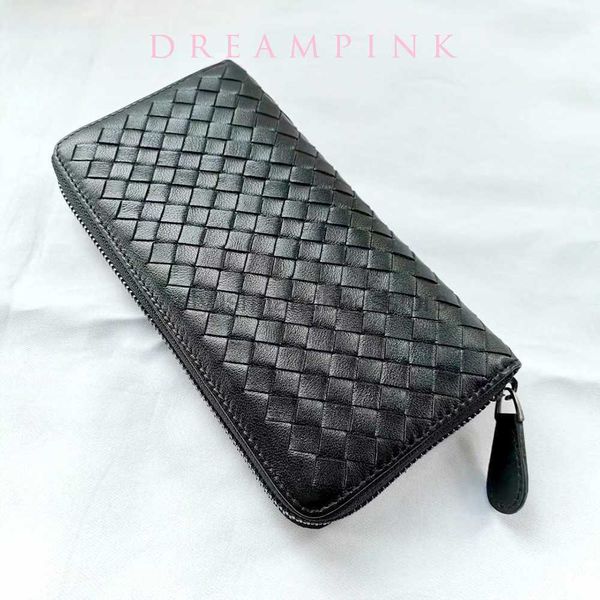 Brieftaschen Echtes Leder gewebter Männer Clutch Bag Marke Design Mode Herren Langes Telefon Brieftasche große Kapazität Business Damen Clutch WalletstylishhandbagsStore