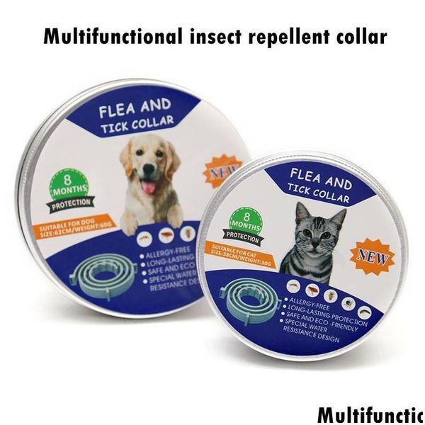 Colarinhos de cachorro colares de colarinho de gato de gato anti -pulga carrapatos mosquitos sile acessórios ajustáveis ​​acessórios de animais de estimação entrega de gota homd dh9ks