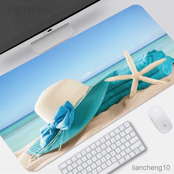 Topo cuscinetti da polso blu sky beach pad mouse gaming xl nuovo mousepad grande personalizzato xxl tappetino topo ufficio in gomma naturale morbida anti -laptop r230823