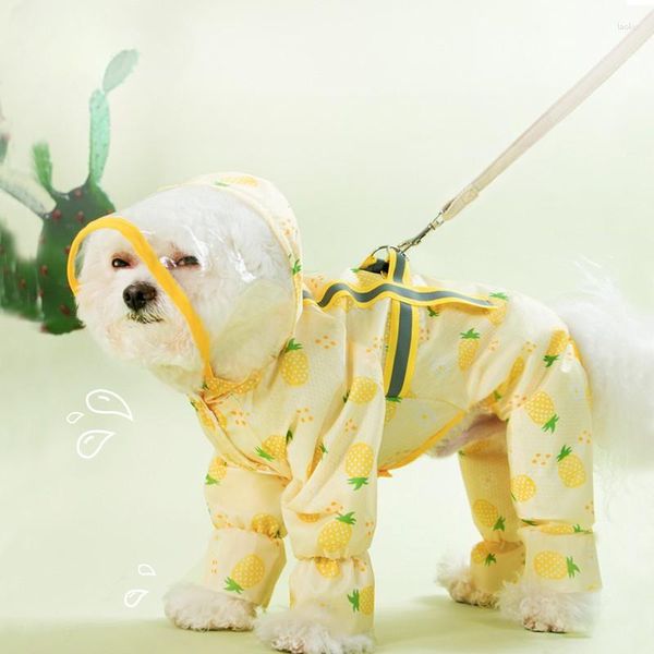 Hundekleidung Regenmantel wasserdichtes Anzug Fruchtmuster kleiner mittelschwerer Mantel Regen Poncho Teddy Bichon Frise S-XXL