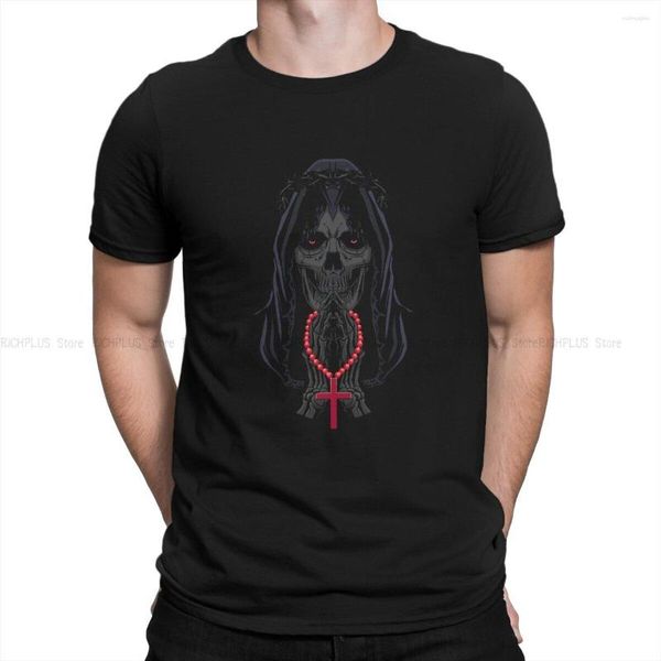 Herren T -Shirts Tag der toten Gebete La Calavera Catrina Classic Man's Polyester T -Shirt Mexikanischer Schädel Santa Muerte O Halshemd