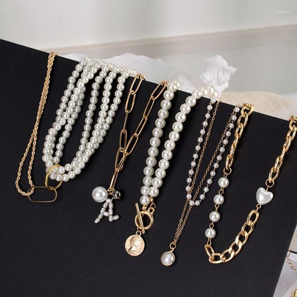Ketten Frauenhalskette Halskette für Frauen mehrschichtige Perle Porträtanhänger Produkte 2023 Hochzeitsschmuck