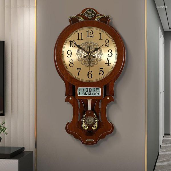 Orologio da parete orologio cinese soggiorno domestico moda sospeso leggero radiofonico in stile europeo in stile retrò silenzioso