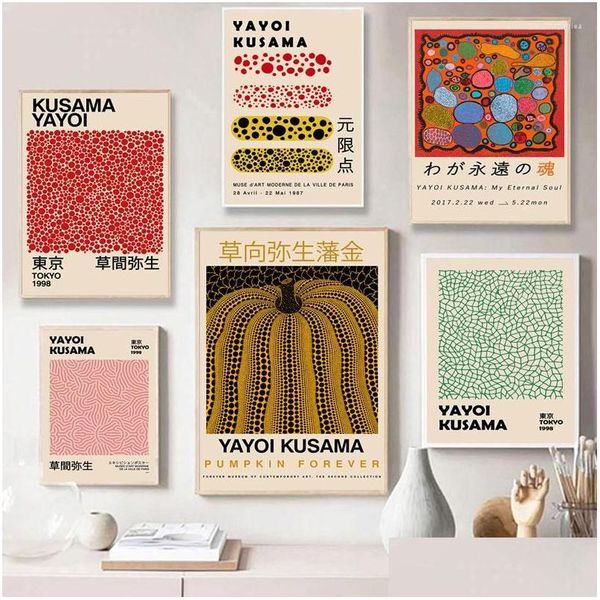 Dipinti Yayoi Kusama Poster astratti e stampe Collezione per immagini Nordic Galleria Art Wall Canvas Dipinto per soggiorno moderno D Dhawa