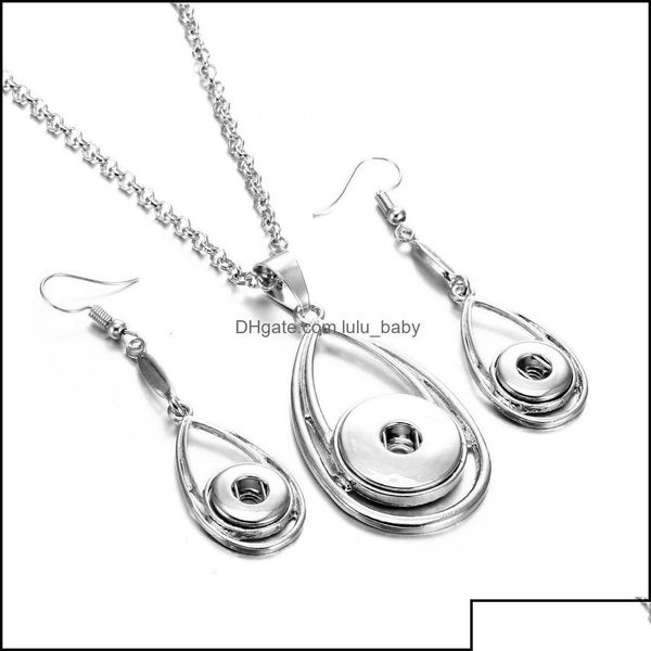 Ohrringe Halskette Sier Farbschnappknopf Schmuckset 12mm 18mm Anhänger Schnappschüsse für Frauen Noosa Drop Lieferung 2021 Sets Baby Dhqdi