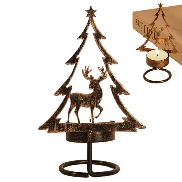 Candele per candele soggiorno Rendeer Christmas Treeplace Disterra Decorazione della cena Babbo Natale Tè Light Metal Mantle Porta