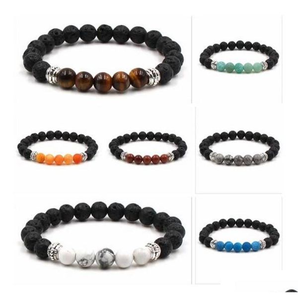 Charm Armbänder verwitterte Armband 8mm schwarze Lavabads DIY ätherisches Öl pro Diffusor Stretch Yoga Schmuck Nbhyk R3ymj Drop Lieferung Dhojk