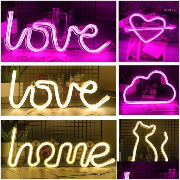 Parti Dekorasyonu Led Yaratıcı Neon Işık İşareti Aşk Kalp Lambası Sevgililer Günü Yıldönümü Ev Dekoru Gece Hediye Damlası Bahçesi FE DH1UE